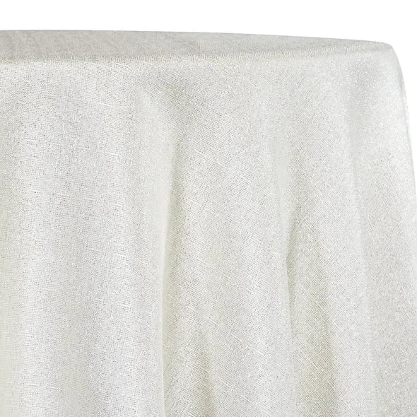 1pc - Metallic Burlap Table Linen 108"x156" Banquet - White/Silver