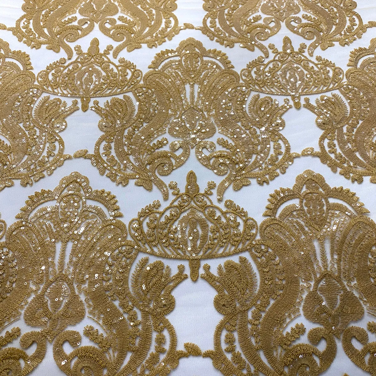 4pcs - Princess Lace Table Linen 90" Round - Gold