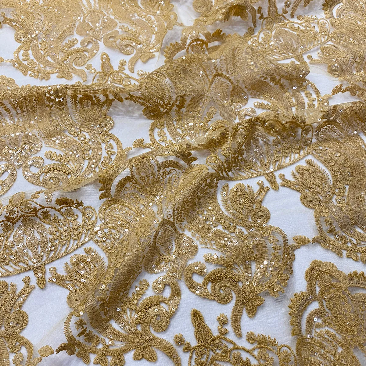 4pcs - Princess Lace Table Linen 90" Round - Gold