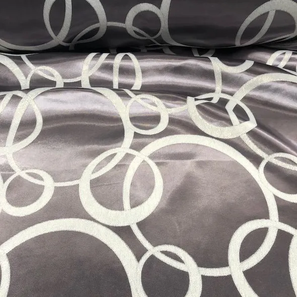 5pcs - Cirque Jacquard (Reversible) Table Linen 132" Round - Purple Grey