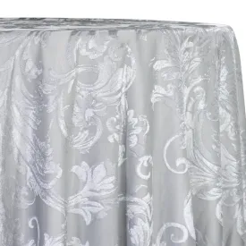 6pcs - Victorian Jacquard Sheer Table Linen 90"x90" Square - Silver