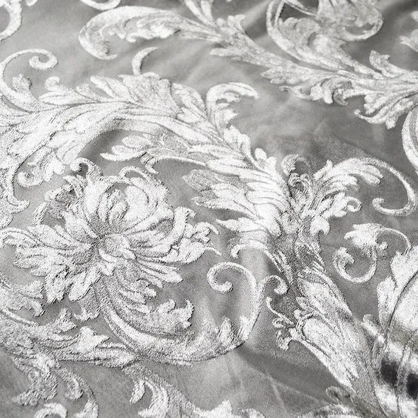 6pcs - Victorian Jacquard Sheer Table Linen 90"x90" Square - Silver