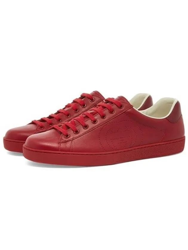 Ace Interlocking G Low Top Sneakers Hibiscus Red