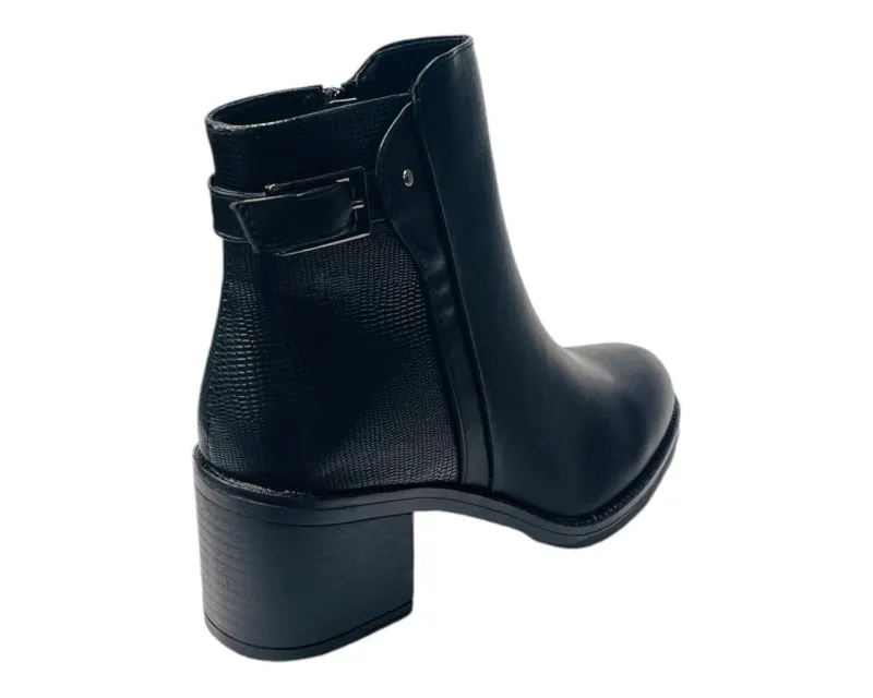Block Heel Faux Leather Ankle Boots