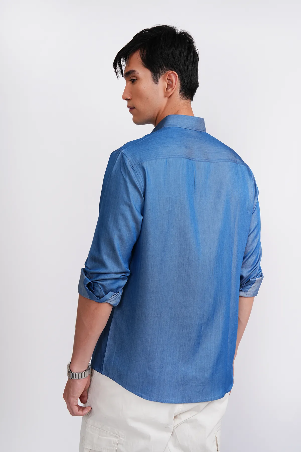 Blue denim relaxed fit shirt