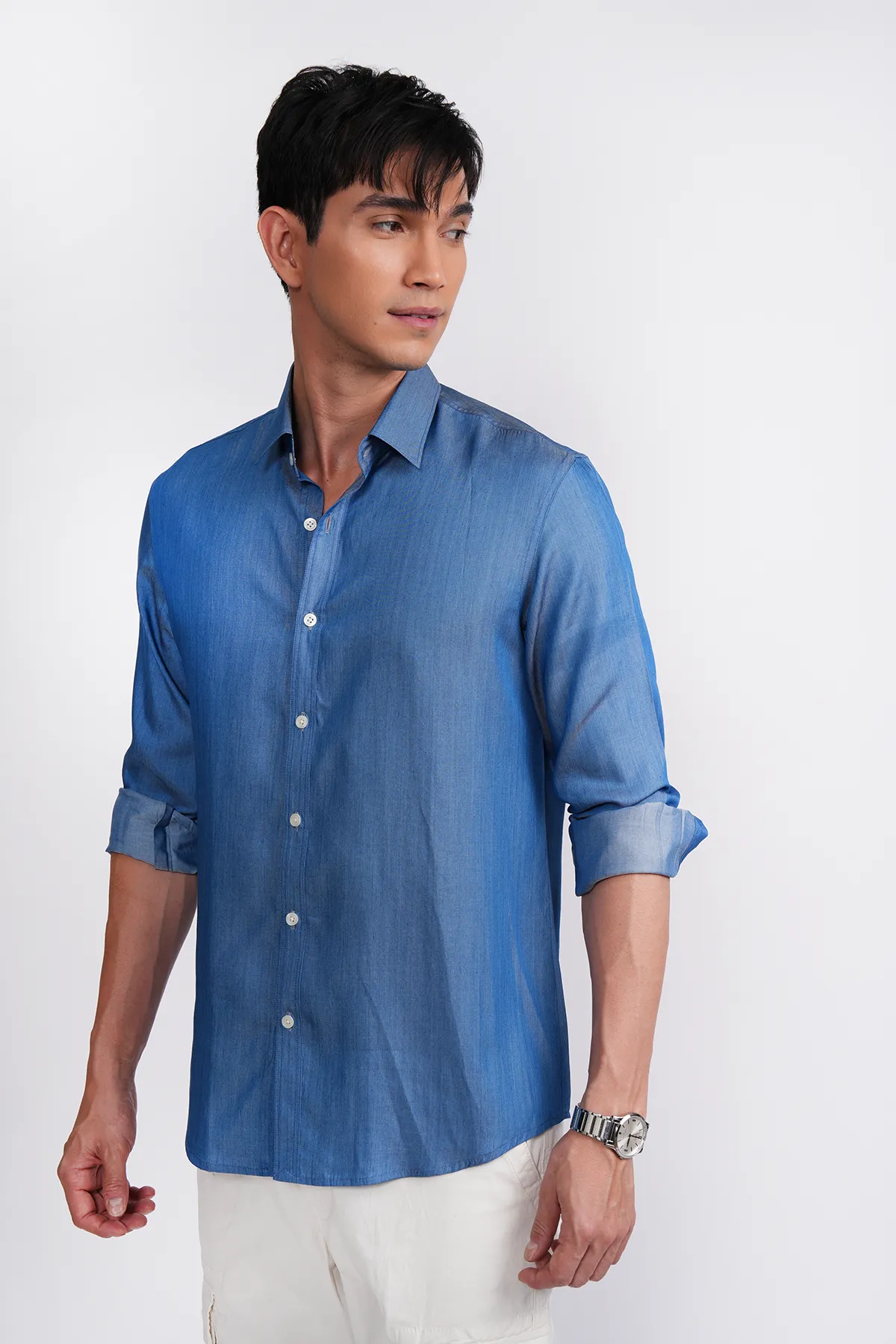 Blue denim relaxed fit shirt