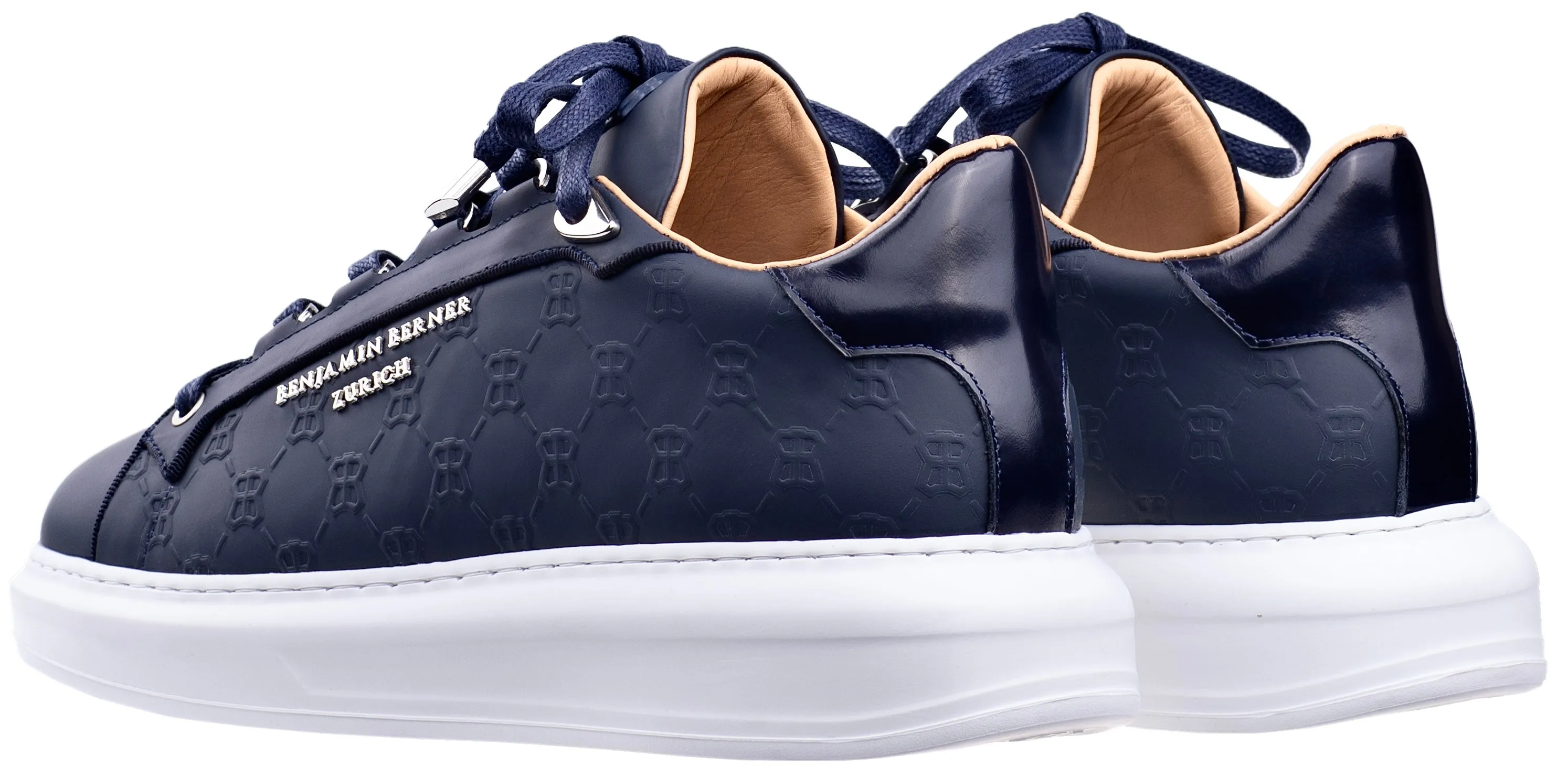 BNJ ACHILLE MI BLUE NAVY MONOGRAM EMBOSSED MATT NAPPA