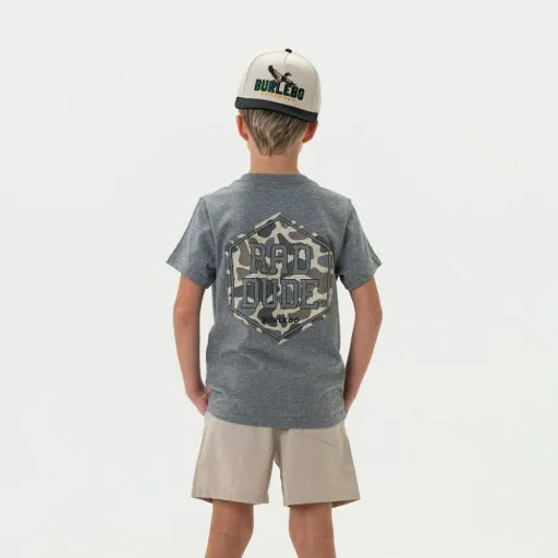 Burlebo Youth Tee | Rad Dude Deer Camo - Ss - Dark Heather Grey