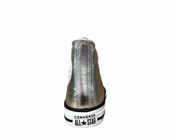 Converse scarpa sneakers alta alla caviglia da bambina Ctas Hi Metallic G 670179C argento metallico