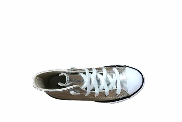 Converse scarpa sneakers alta alla caviglia da bambina Ctas Hi Metallic G 670179C argento metallico