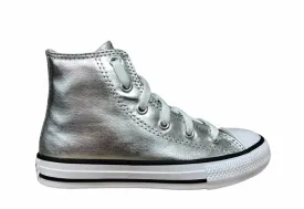 Converse scarpa sneakers alta alla caviglia da bambina Ctas Hi Metallic G 670179C argento metallico