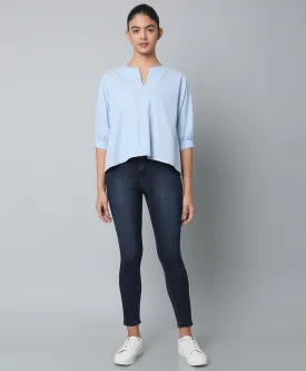 Cotton High Low Top- Blue