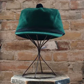 Crown Cap Solid Green Wool Blend Melton Stockman Cap