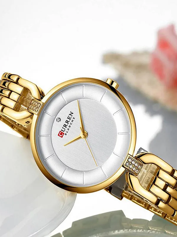 CURREN Original Brand Stainless Steel Band Wrist Watch For Women With Brand (Box & Bag)-9052