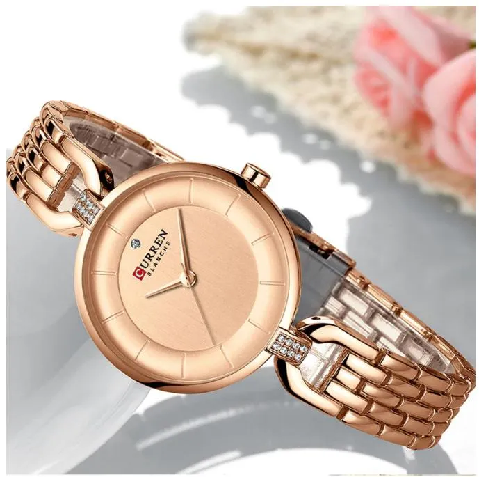 CURREN Original Brand Stainless Steel Band Wrist Watch For Women With Brand (Box & Bag)-9052