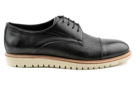 Debbano Rex Lug Sole Derby Shoes, Top Grain Leather Spring & Summer Derby Shoes That Feel Like Sneakers, Breathable Perforated Derby Sneakers , Cap Toe Derby Shoes, Black Derby Shoes for Men