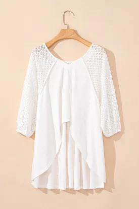 Eyelet Patchwork High Low Summer Top