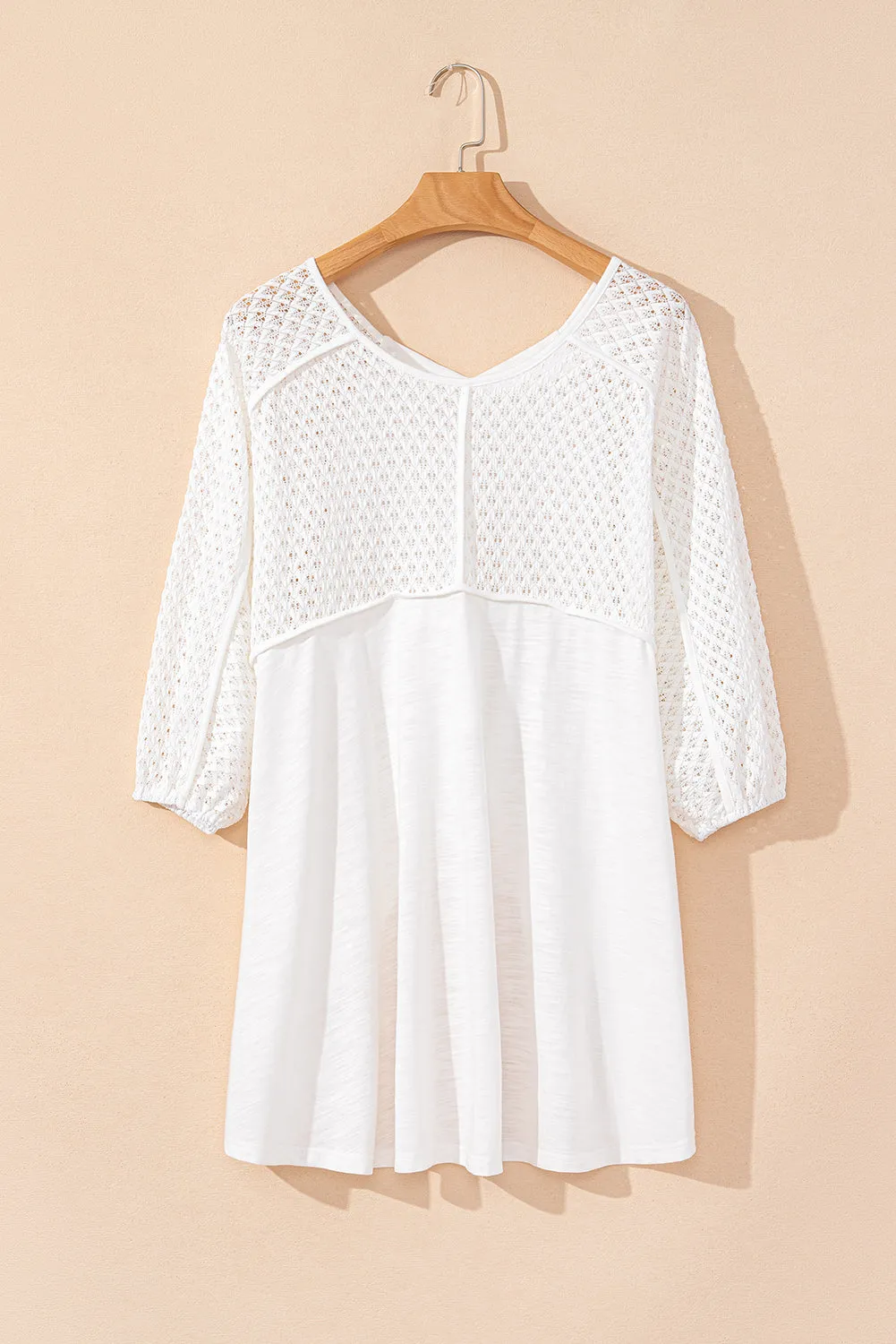 Eyelet Patchwork High Low Summer Top