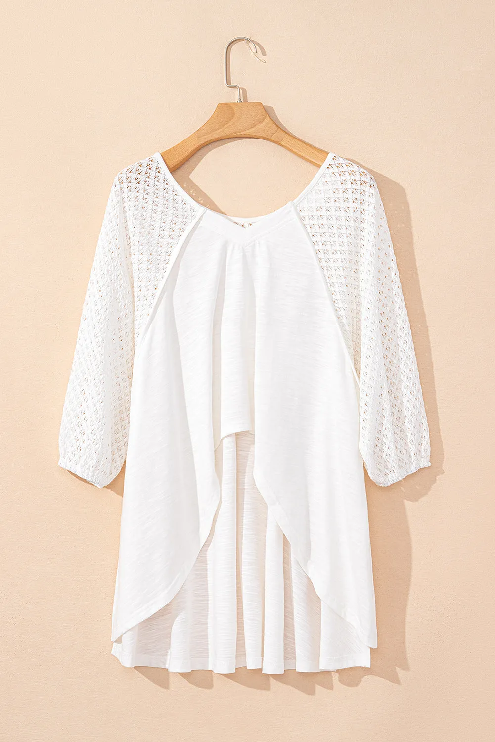 Eyelet Patchwork High Low Summer Top