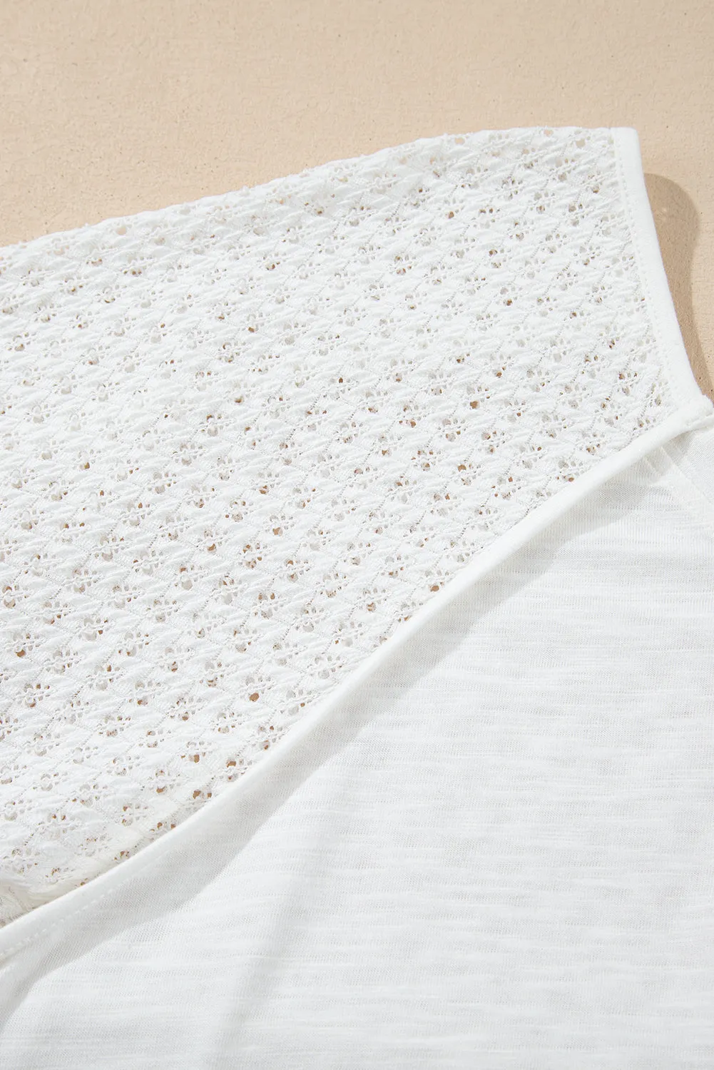 Eyelet Patchwork High Low Summer Top