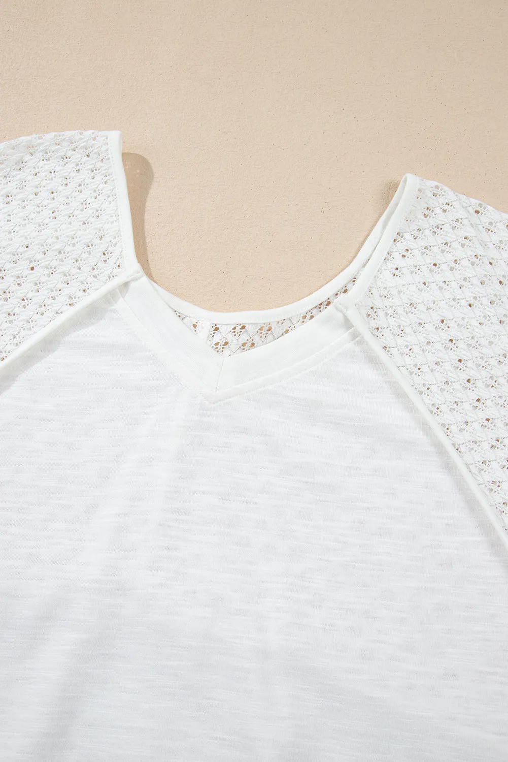 Eyelet Patchwork High Low Summer Top