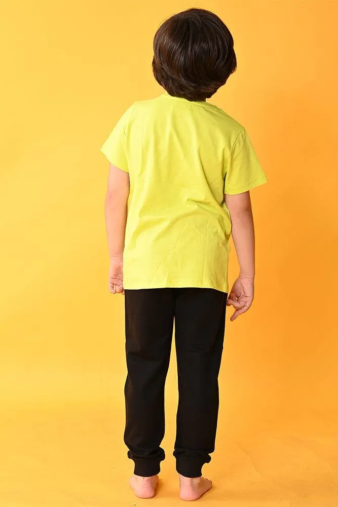 FOOTBALL BLACK JOGGER SET - LIME/BLACK