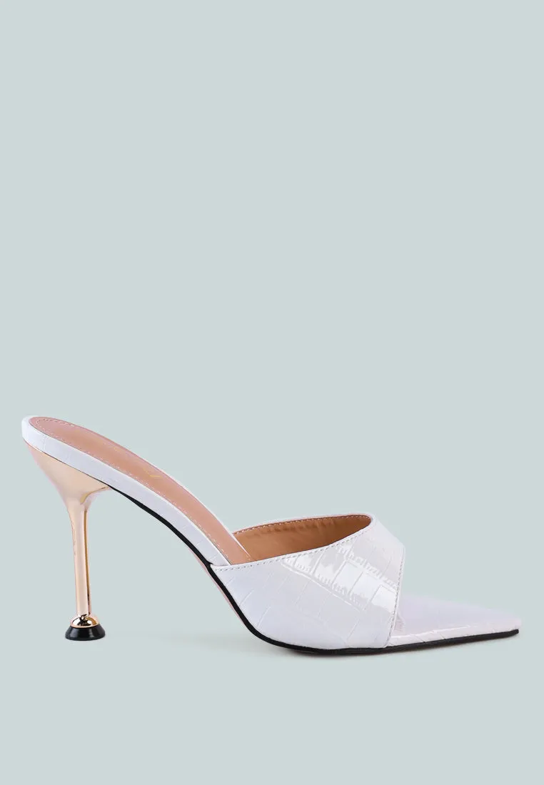 french cut croc texture patent faux leather sandals by London Rag