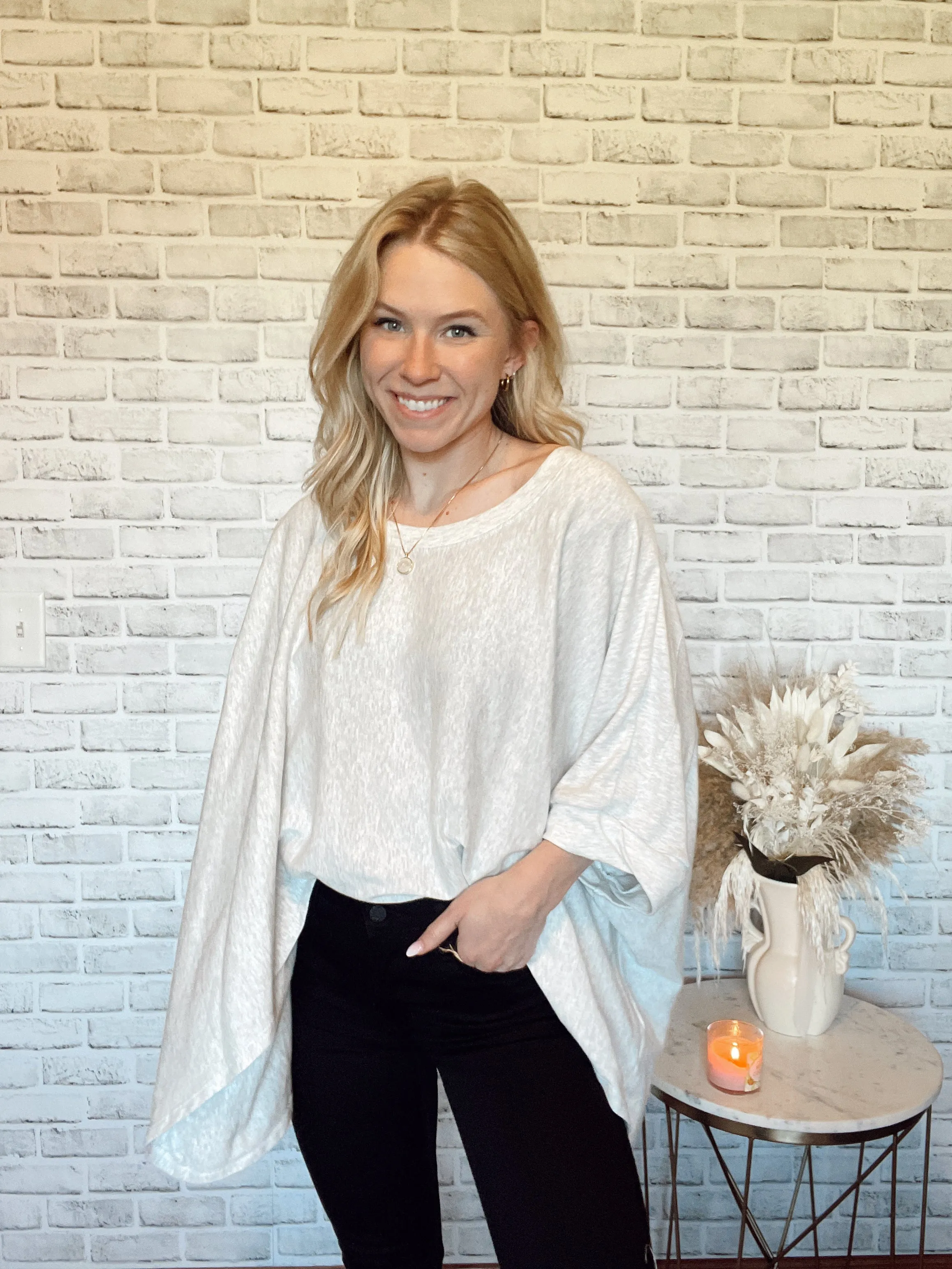 Grey High-Low Oversized Athleisure Top