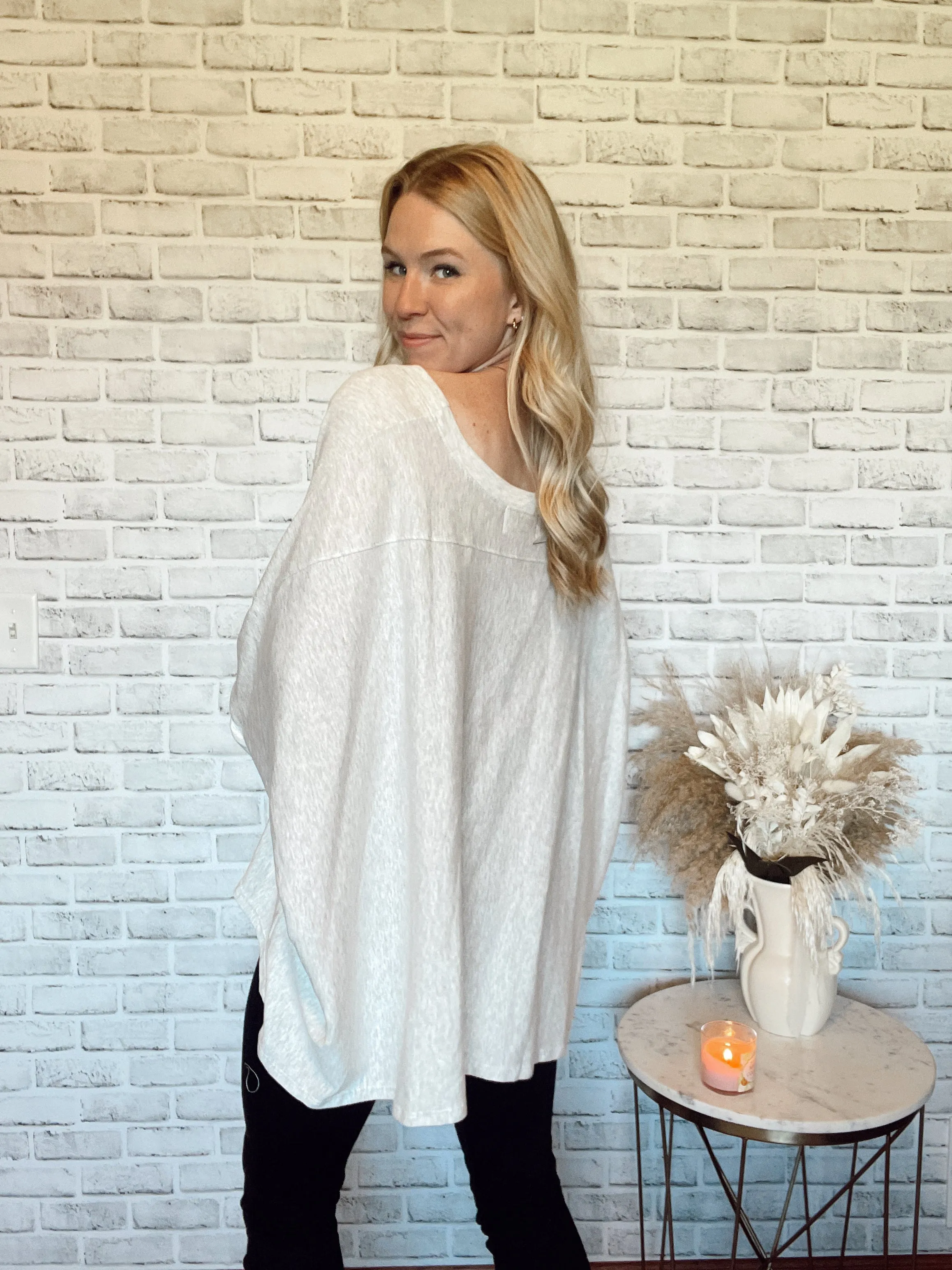 Grey High-Low Oversized Athleisure Top