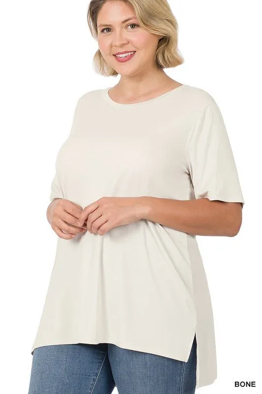 Hi-Low Short-Sleeve Top - Ash Grey, Bone, Black