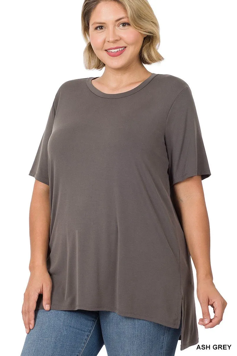 Hi-Low Short-Sleeve Top - Ash Grey, Bone, Black