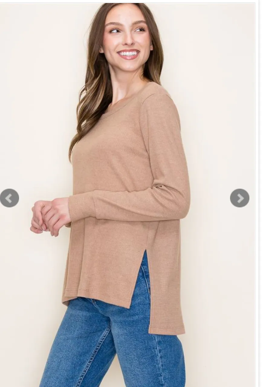 High Low Brushed Thermal Top