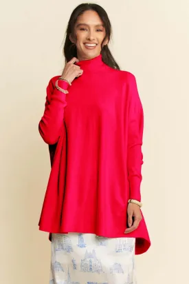 High-Low Turtleneck Knit Top
