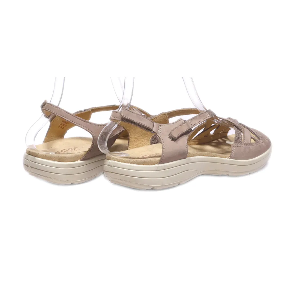 Hotter Flat Sandals Leather Brown Colour For Women