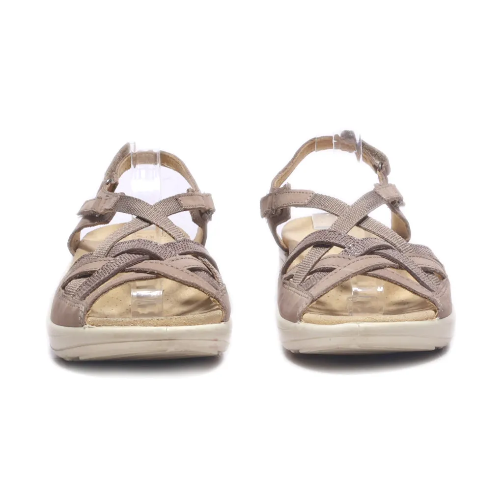 Hotter Flat Sandals Leather Brown Colour For Women