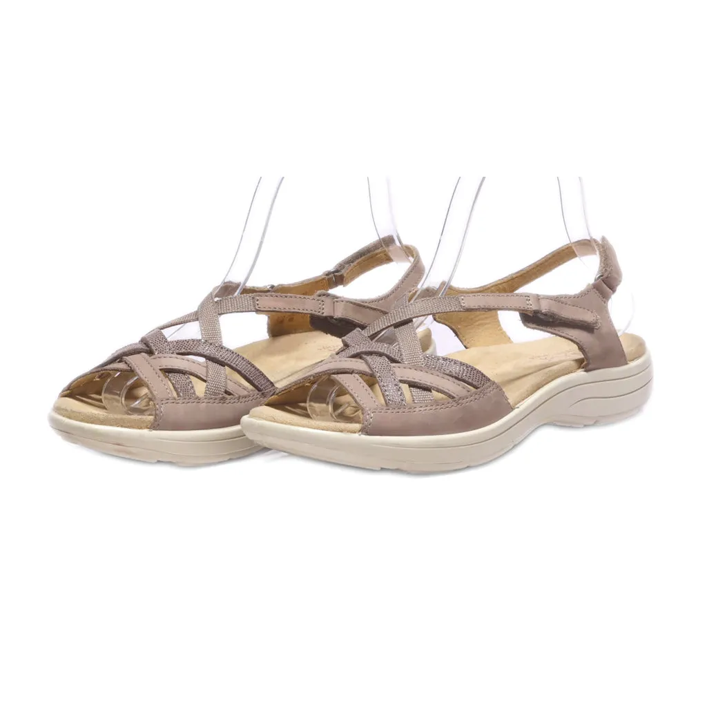Hotter Flat Sandals Leather Brown Colour For Women