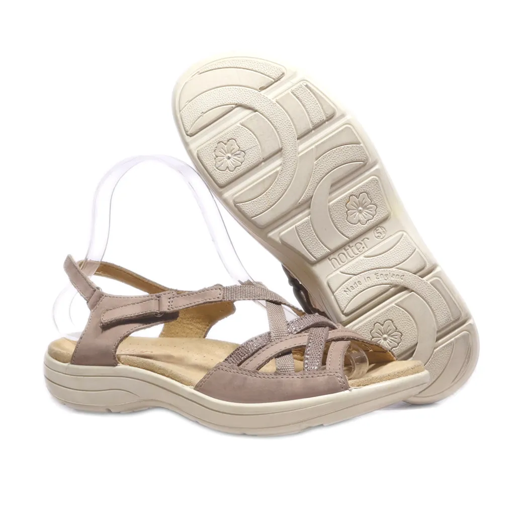 Hotter Flat Sandals Leather Brown Colour For Women