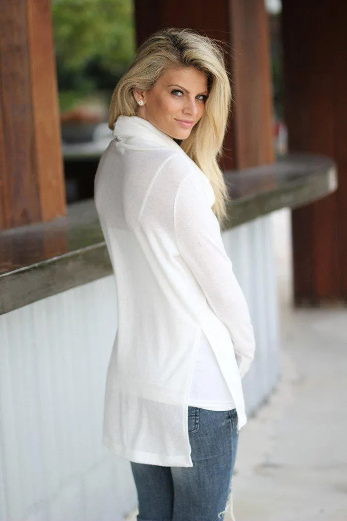Ivory Turtle Neck High-Low Top