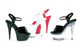 Juliet-609 Patent/Clear Strappy 6" Heel Sandals