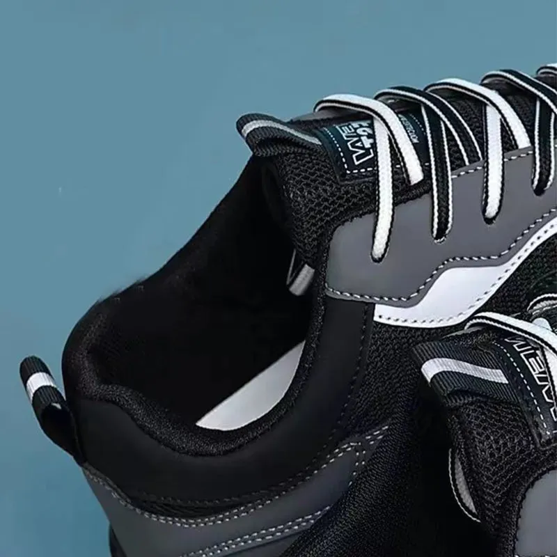 Men's Color Block Mesh Shoes Fashion Casual Lace-up Sneakers Outdoor Breathable Running Sports Shoes