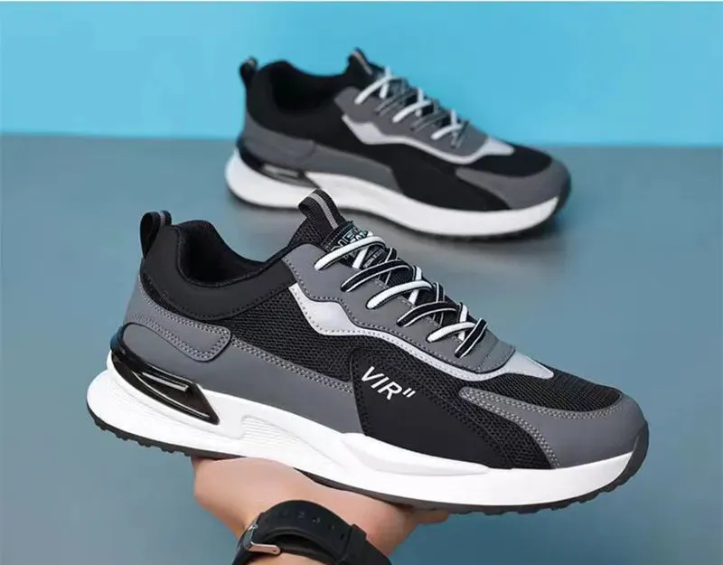 Men's Color Block Mesh Shoes Fashion Casual Lace-up Sneakers Outdoor Breathable Running Sports Shoes