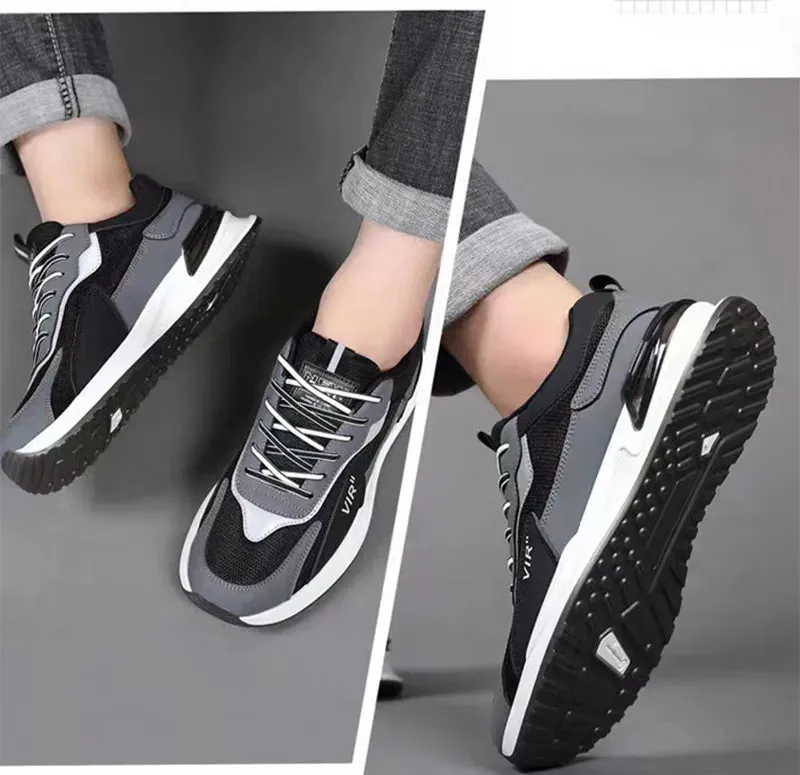 Men's Color Block Mesh Shoes Fashion Casual Lace-up Sneakers Outdoor Breathable Running Sports Shoes