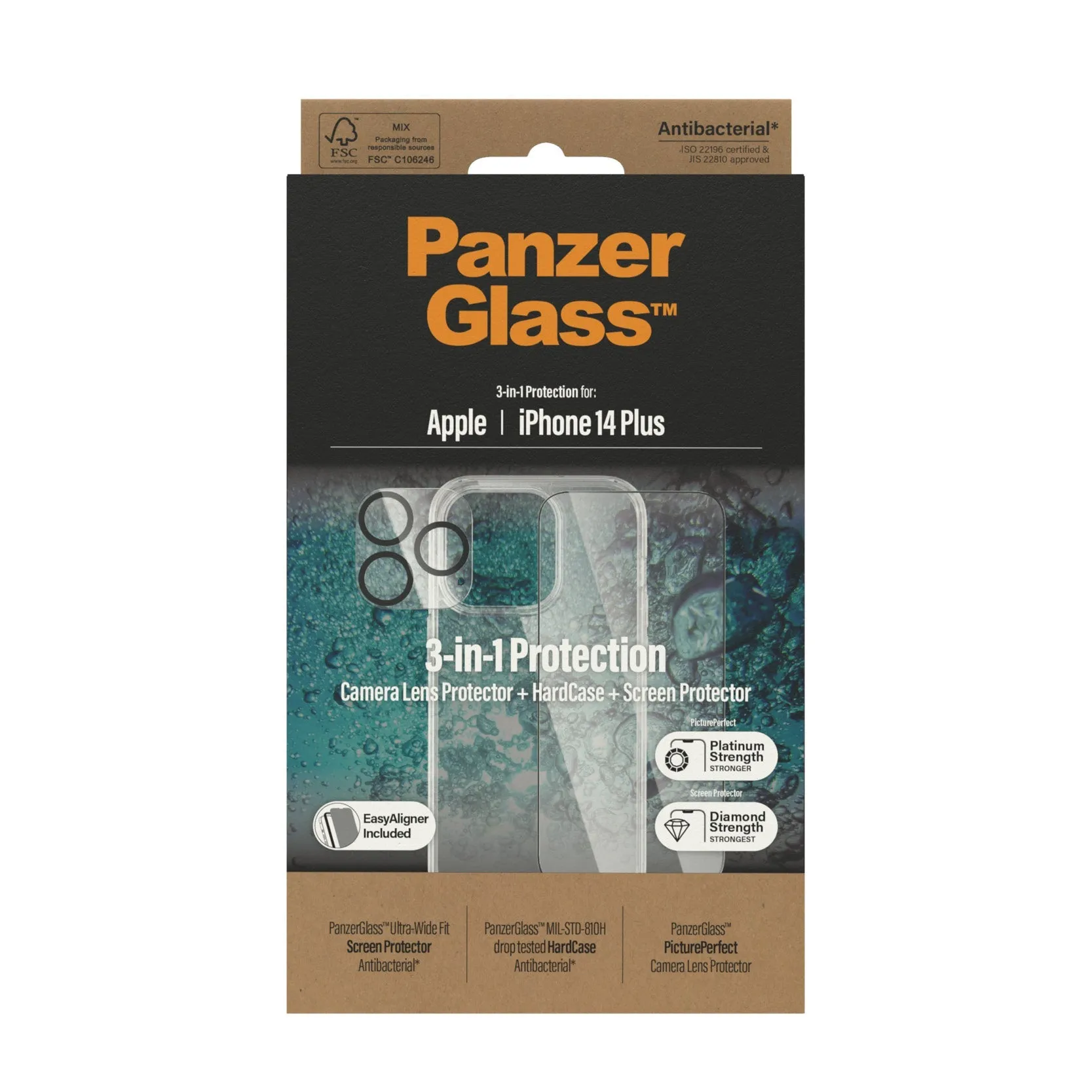 [OPEN BOX] PANZERGLASS iPhone 14 Plus - 3-in-1 Bundle - ClearCase   Screen Protector   Camera Lens Protector - Clear