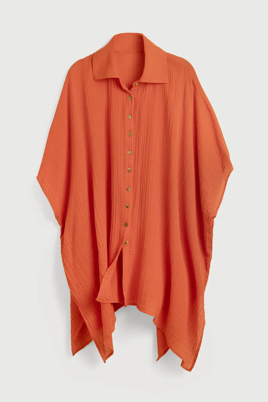 Oversized Textured Cotton Shirt