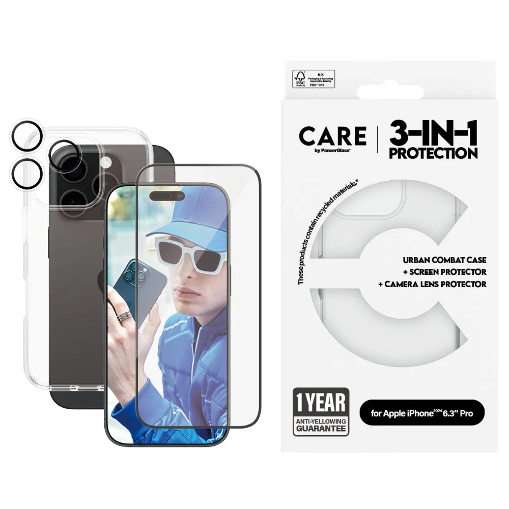 PANZERGLASS Care Iphone 16 Pro 3 In 1 Bundle Uwf Clear Trn Hoops Care Trn Case