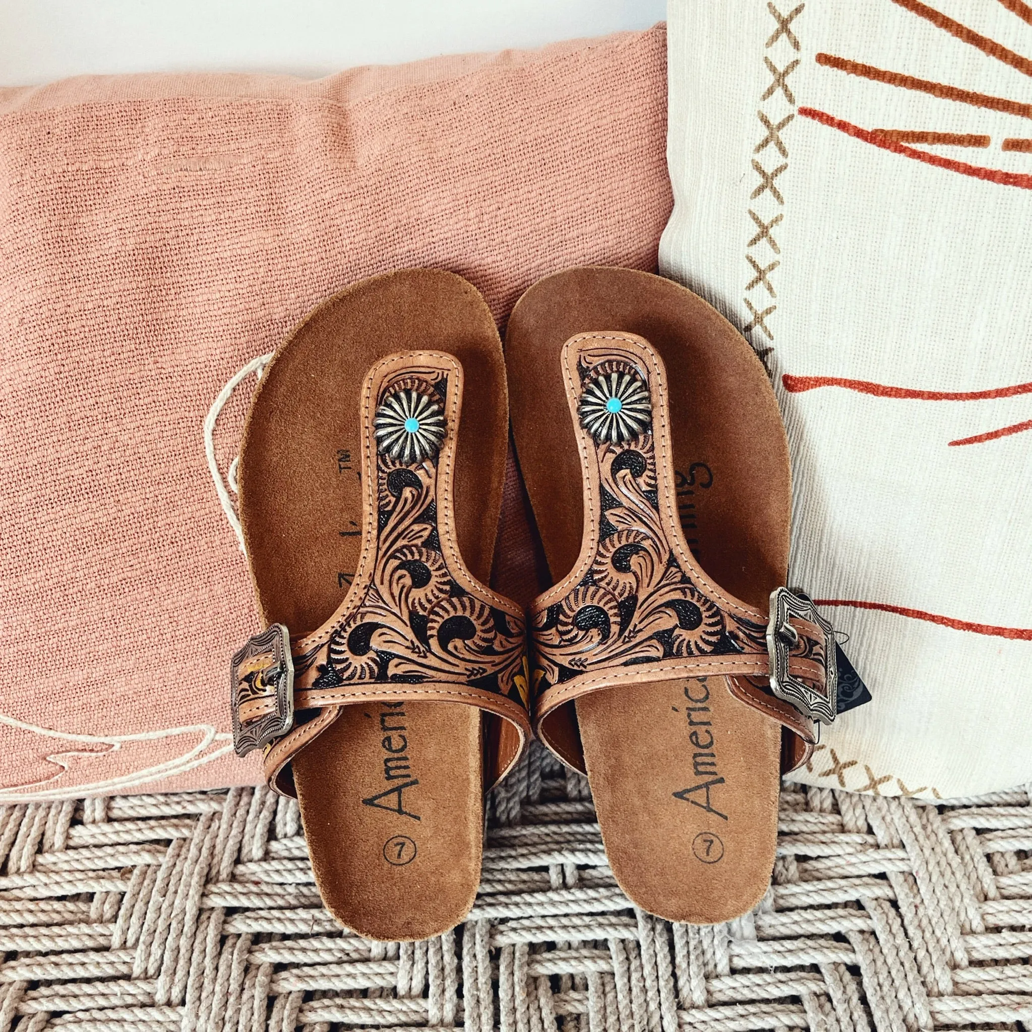 Sandy Creek Hand Tooled Leather Sandals