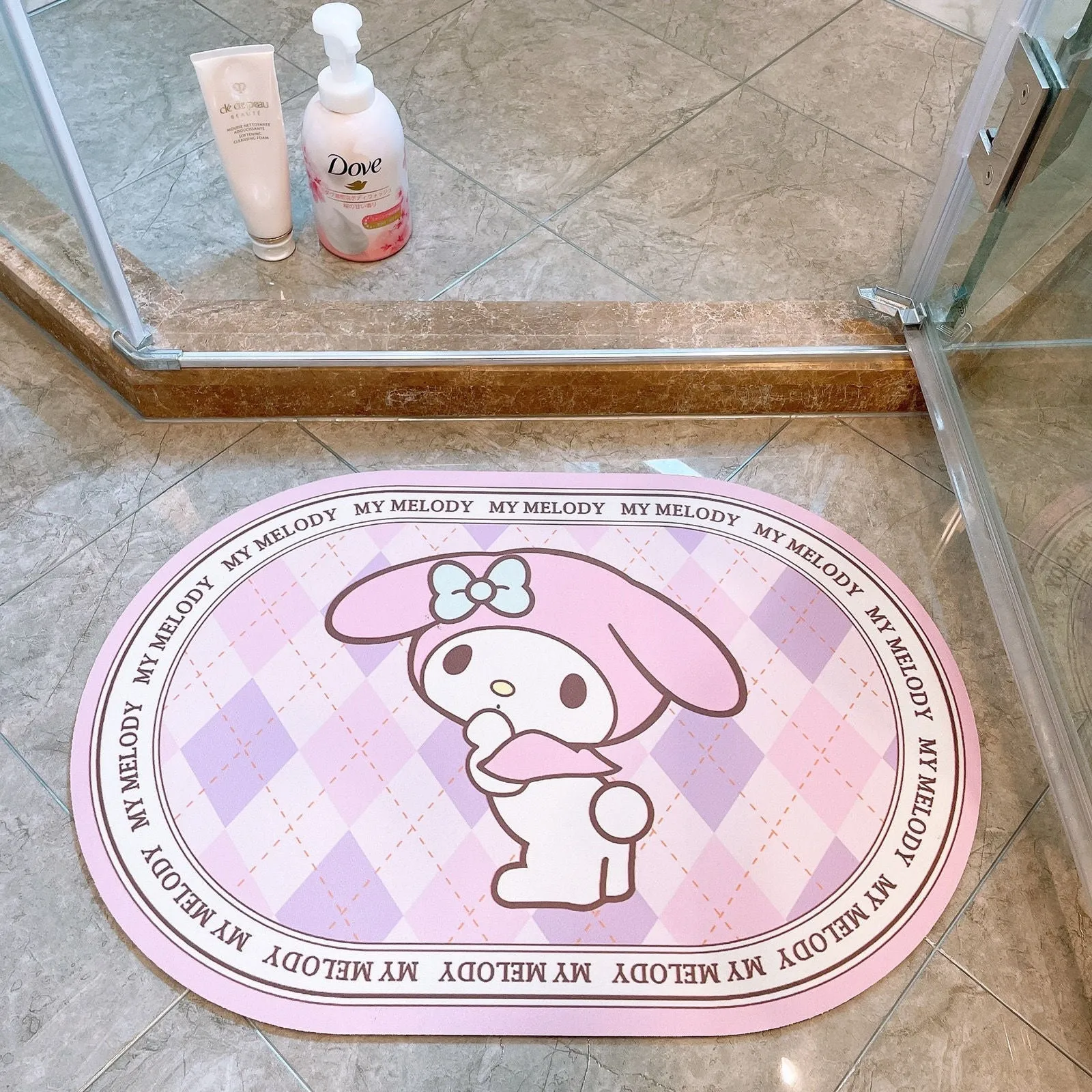 Sanrio Hello Kitty My Melody Cinnamoroll Kuromi Bathroom Absorbent Quick Dry Floor Mat