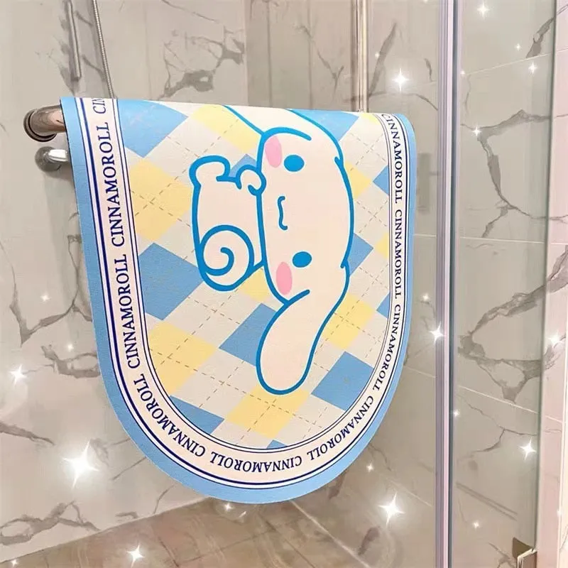 Sanrio Hello Kitty My Melody Cinnamoroll Kuromi Bathroom Absorbent Quick Dry Floor Mat