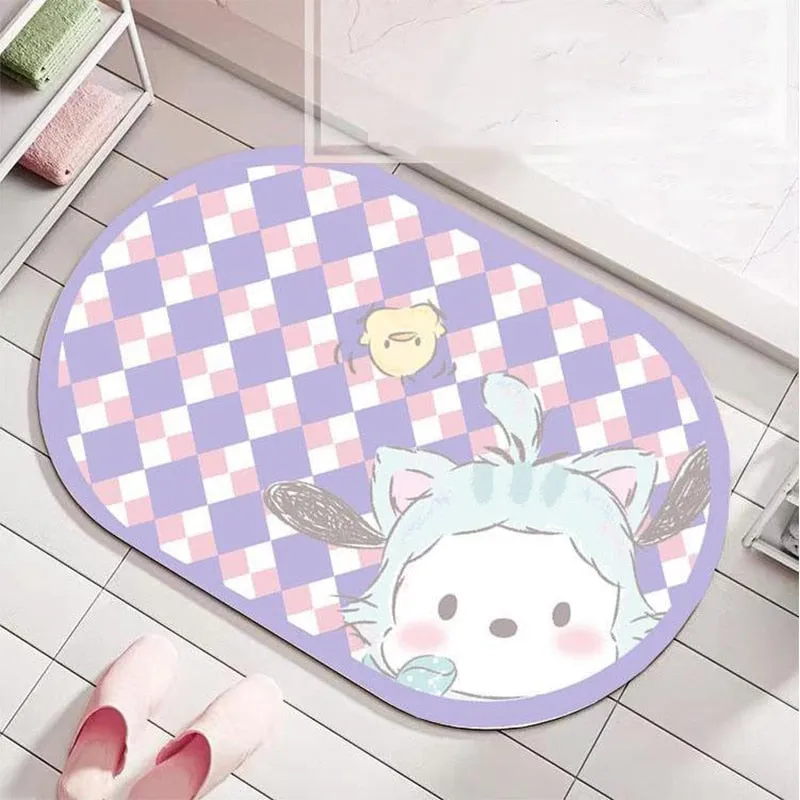 Sanrio Hello Kitty My Melody Cinnamoroll Kuromi Bathroom Absorbent Quick Dry Floor Mat