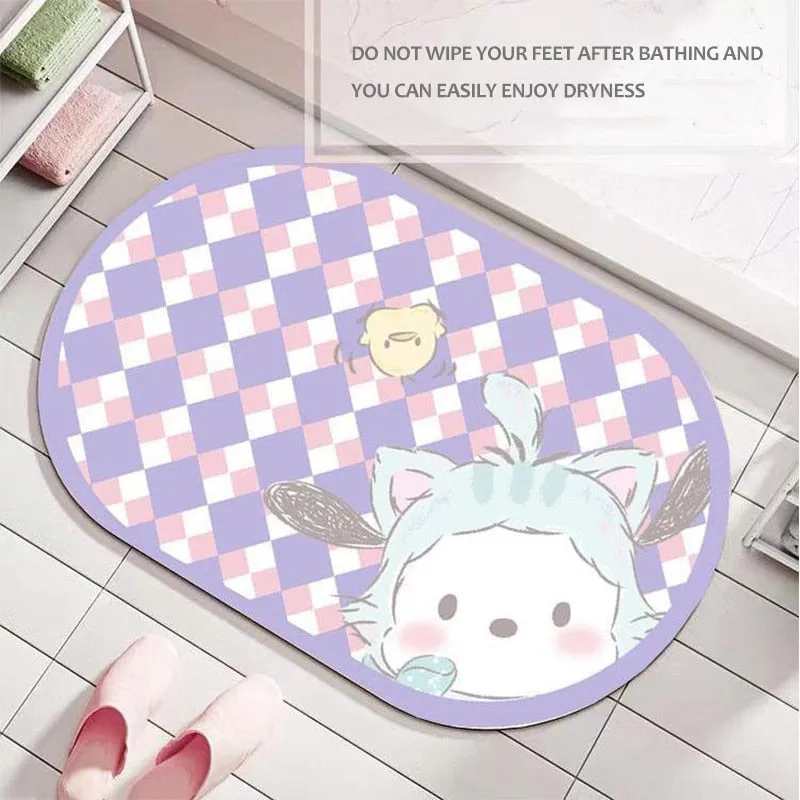 Sanrio Hello Kitty My Melody Cinnamoroll Kuromi Bathroom Absorbent Quick Dry Floor Mat
